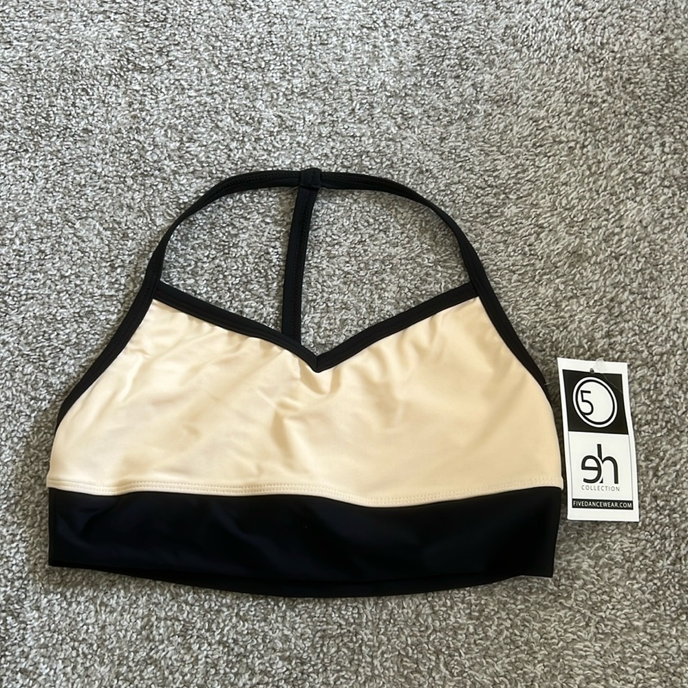 Five dance wear dance top. Black and cream. Size small